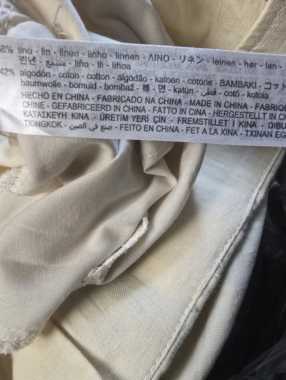 Zara High Waisted Wide Leg Cream Linen-Blend Pants Sz. M